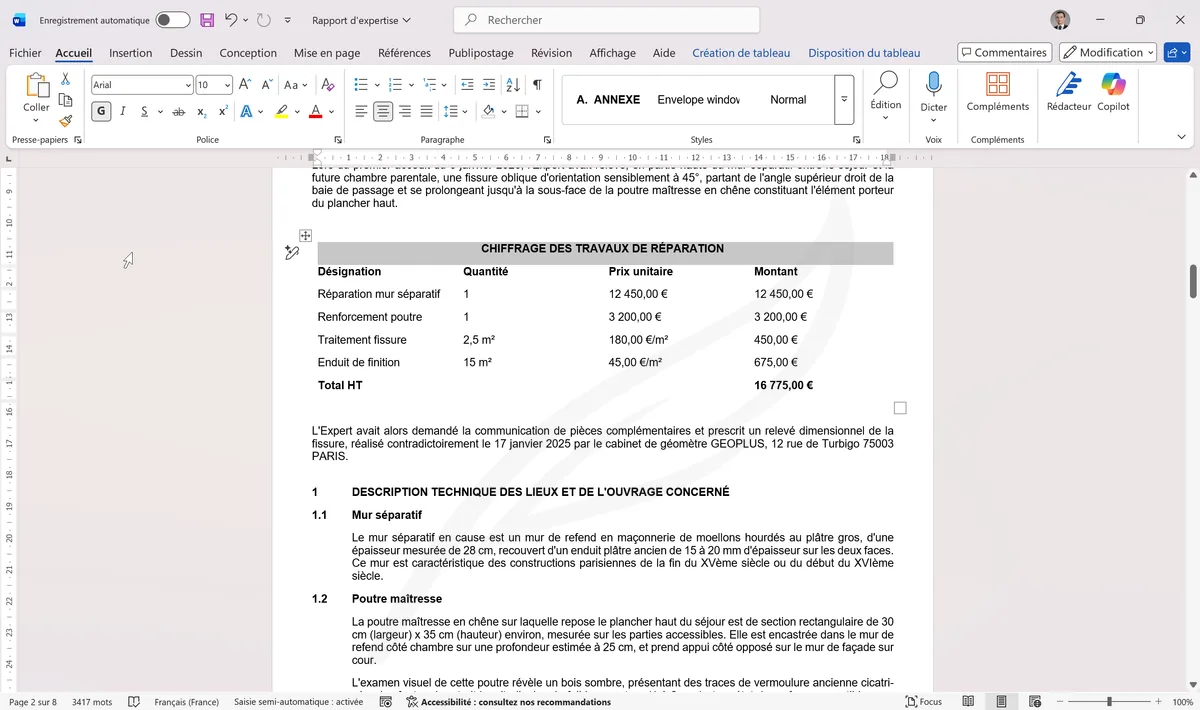 Fusion de cellules dans un tableau Word