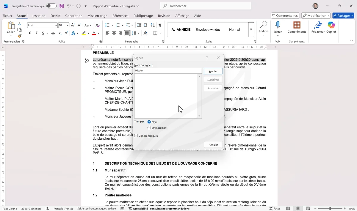 Boîte Signet avec le nom Mission