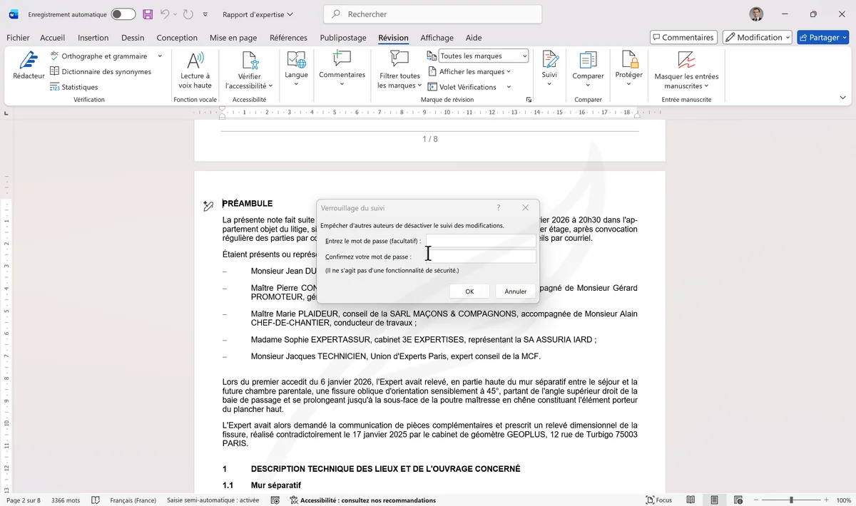 Verrouiller le suivi avec mot de passe