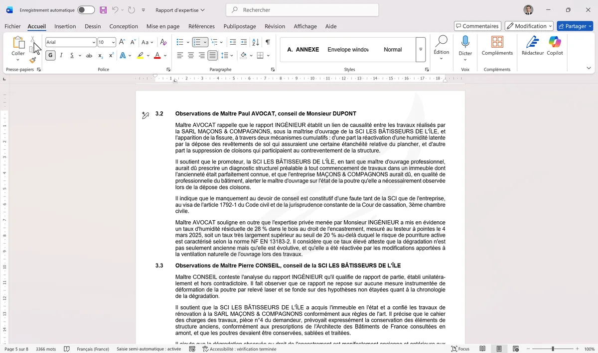 Document fractionné en deux parties indépendantes