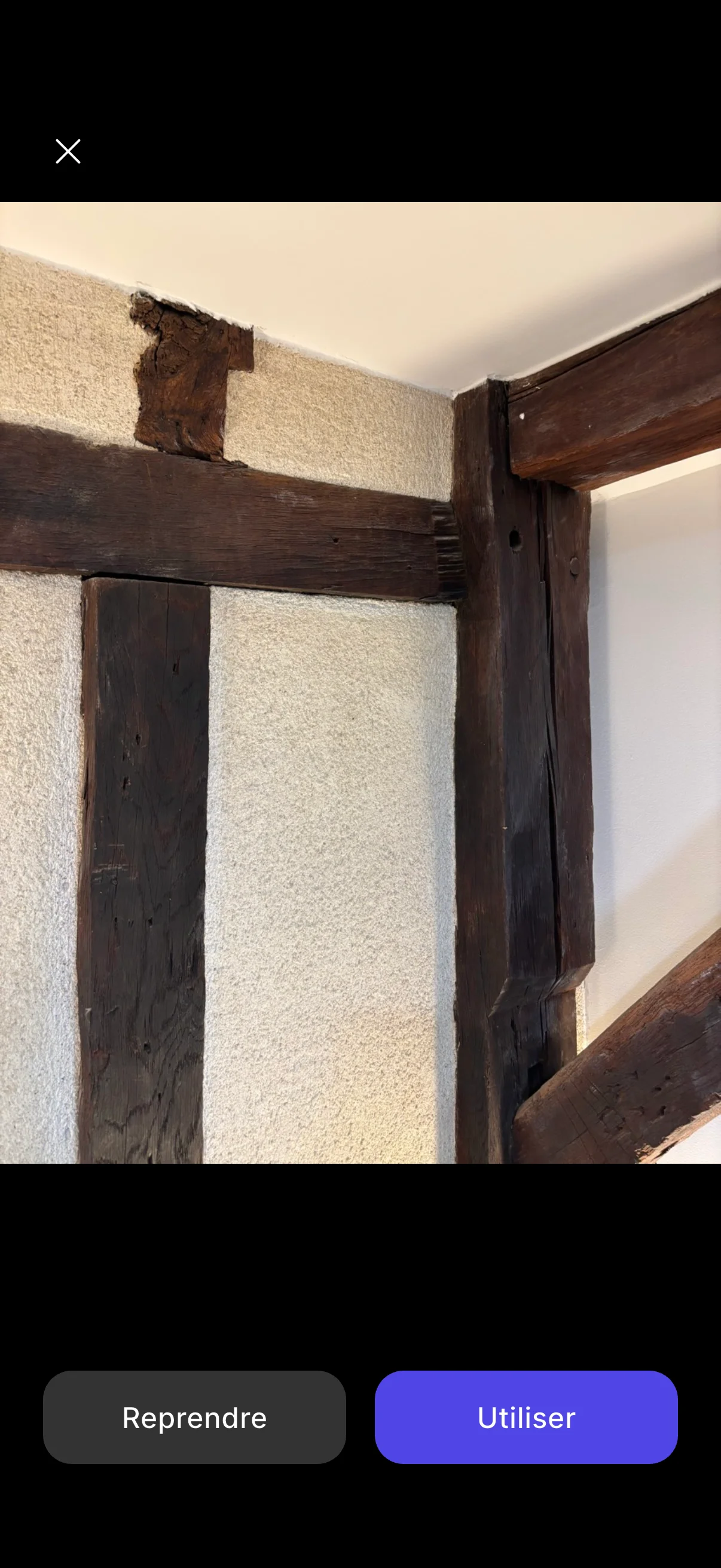 Écran d'aperçu avec les boutons Utiliser et Reprendre