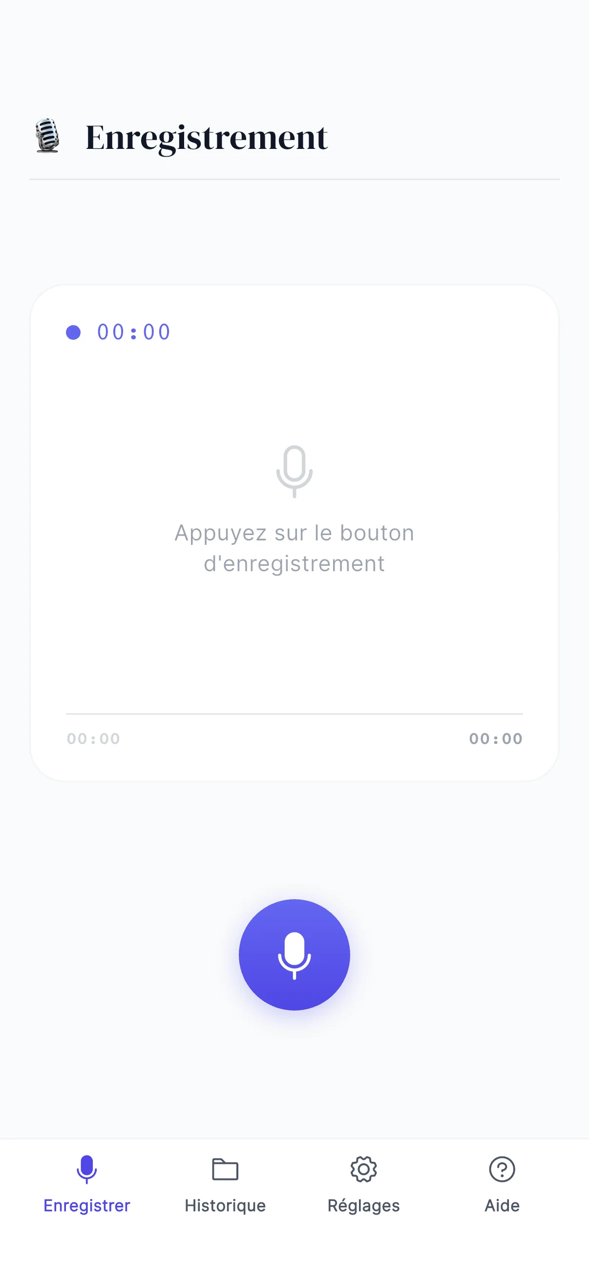 Écran d'enregistrement avec flèche vers le bouton rouge